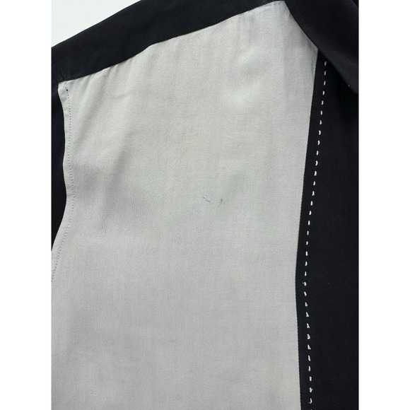 Axist Men's Short Sleeve Button Down Dress Shirt Black & Ivory 100% Silk Size XL - Picture 8 of 11